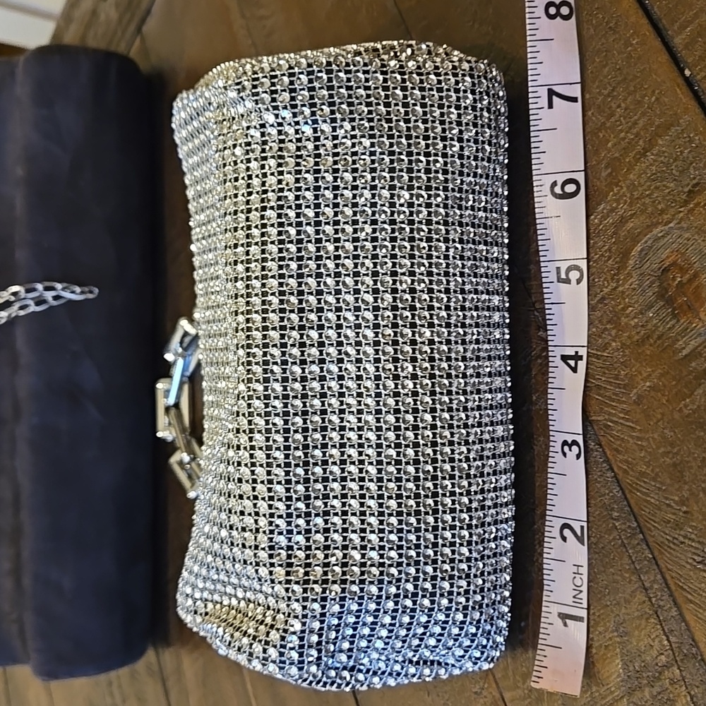 Silver Rhinestone Mesh Petite Bag - Picture 6 of 12